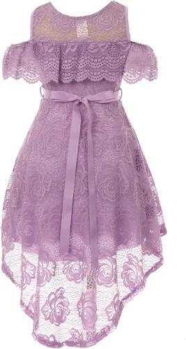 Miniatura 2 de Vestido de verano para niñas con hombros descubiertos y encaje floral con diamantes de imitación, para niña de flores, talla 4-16