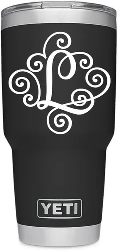 Miniatura 3 de Monogram - Calcomanía troquelada/vinilo adhesivo. Haga clic para opciones de color/letra. Disponible en cuatro colores y todas las letras de la A