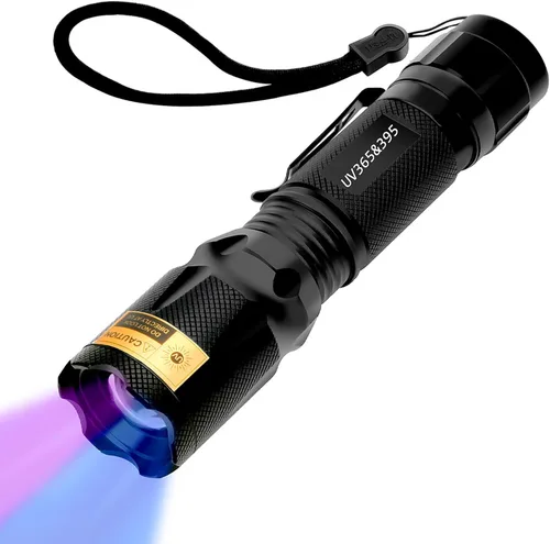 Linterna UV de Luz Negra - 365nm 395nm Linternas Ultravioleta, Antorcha de Luz Negra Portátil Lámpara Woods para Detección de Manchas de Orina de