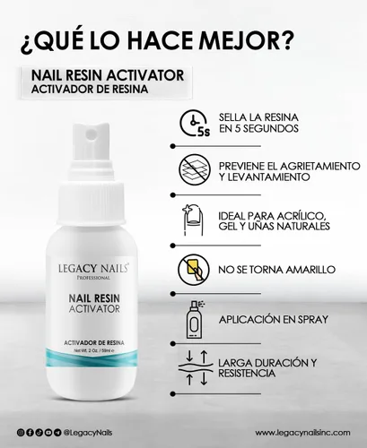 Miniatura 8 de Legacy Nails Profesional - Activador de resina para uñas, espray para sistemas de uñas acrílicas y de gel, activador adhesivo de uñas de secado
