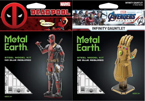 Miniatura 2 de Metal Earth Fascinations - Juego de 2 kits de modelo de metal 3D Marvel Deadpool - Infinity Gauntlet