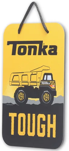 Miniatura 2 de Hasbro Tonka Tough Dump Truck - Letrero de metal para colgar – Divertida decoración de pared Tonka para dormitorio de niños o sala
