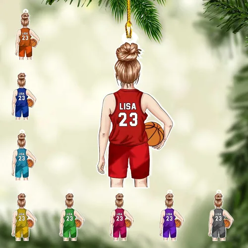 Miniatura 28 de Adorno Personalizado de Baloncesto 2025 - Adorno de Jugador de Baloncesto - Adornos de Árbol de Navidad de Baloncesto - Regalos de Jugador de Bkb 5