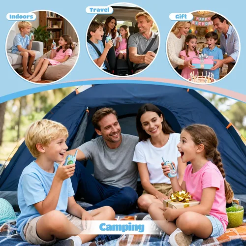 Miniatura 7 de Walkie Talkies de video para niños, paquete de 2 walkie talkies para niños con bonita cubierta de silicona, cambiador de voz, rango de 1000 pies