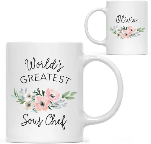 Miniatura 14 de Andaz Press Taza de café personalizada de 11 onzas, taza ejecutiva de relaciones públicas más grande del mundo, flor de anémona rosa, 1 paquete