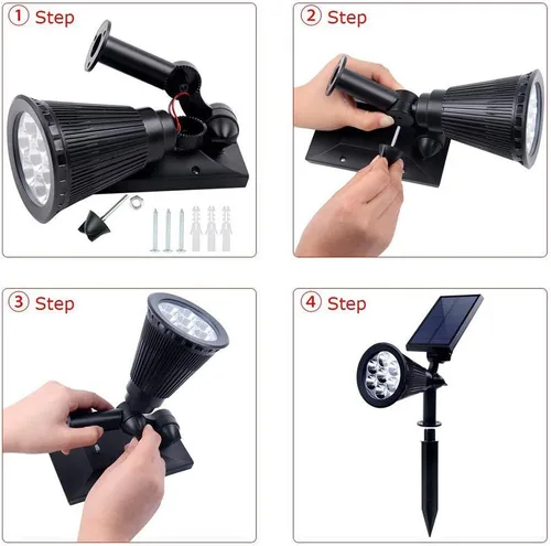 Miniatura 4 de Luces solares de color para exteriores, impermeables, 7 LED que cambian de color, focos solares para patio, jardín, patio, césped, 2 fotos