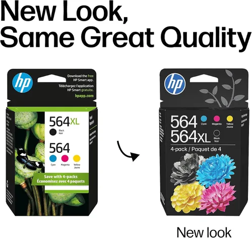 Miniatura 3 de HP Tinta original 564 cian, magenta, amarillo/564XL negra (paquete de 4) Works DeskJet 3500; OfficeJet 4620; PhotoSmart B8550, C6300, D5400