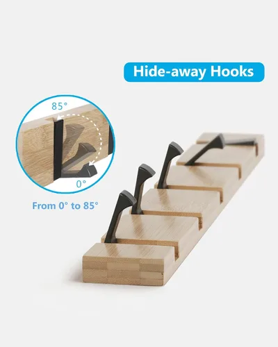 Miniatura 2 de JSVER Perchero de pared para colgar abrigos, ganchos para colgar en la pared con 3 ganchos retráctiles estándar, perchero que ahorra espacio