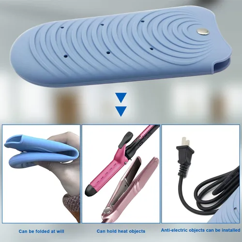 Miniatura 5 de Funda de silicona aislante de calor para herramientas de peinado del cabello, rizadores y planchas planas, cubierta de viaje antideslizante, pequeña