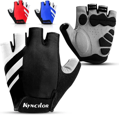 KynciLOR Guantes de ciclismo acolchados sin dedos con protección UV, guantes de MTB y bicicleta de carretera para hombres y mujeres para correr y