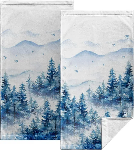 Miniatura 10 de Toallas de Mano Azul Gris Marrón para Baño Negras Pintura Moderna de Arte Abstracto Toallas de Cocina Suave Absorbente Toalla de Huésped Punta