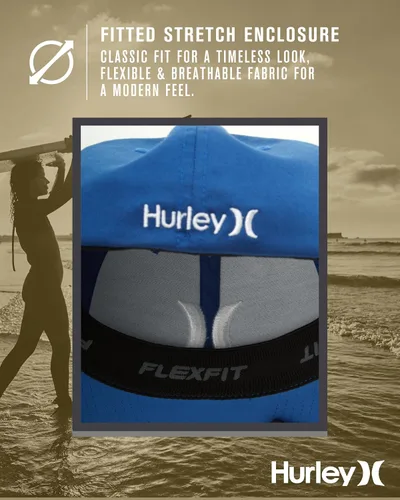 Miniatura 54 de Hurley Gorra de béisbol para hombre - Flexfit - Gorras de béisbol ajustadas para hombre (tamaños: S-XL)
