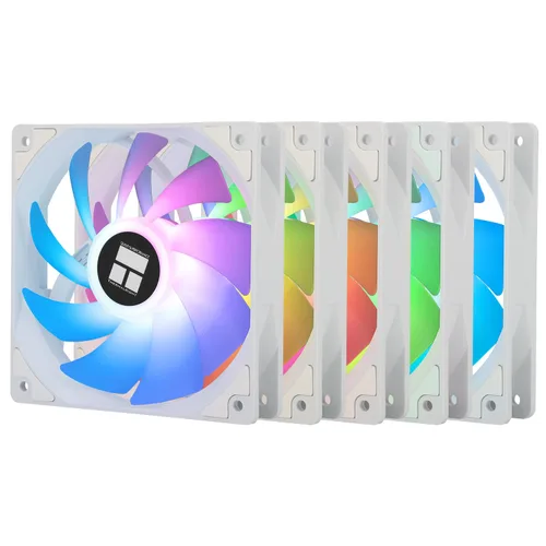 Thermalright Paquete de 5 TL-C12CW-S Ventilador de CPU de 120mm Blanco ARGB para Caja, Ventilador de Refrigeración de Computadora Silencioso de 4