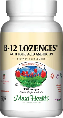 Miniatura 9 de Pastillas de vitamina B12 con ácido fólico y biotina – Sublingual B 12 vitaminas sabor fresa – Vitamina vegetariana Kosher B 12 – Suplemento VIT B12
