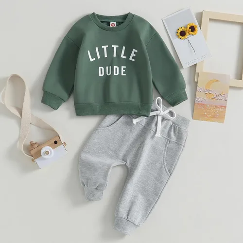 Miniatura 5 de Engofs Conjunto de sudadera de manga larga para bebé niño y niña, 2 piezas, sudadera de manga larga para otoño e invierno