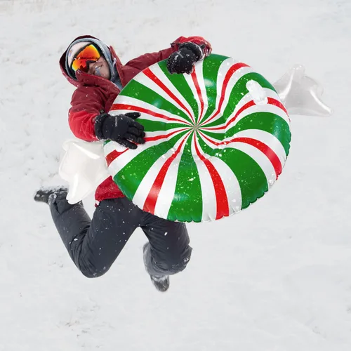 Miniatura 2 de Tubo de nieve inflable grande de 48 pulgadas para niños y adultos, juguete de invierno duradero para tubos y trineos - menta