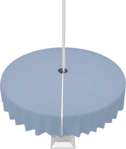 Miniatura 76 de QueenKer Mantel de exterior verde oliva con agujero para sombrilla y cremallera, mantel de color sólido para mesas cuadradas, colección de mesa