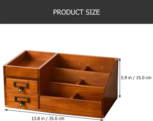Miniatura 3 de Zerodeko Organizador de maquillaje para tocador, organizador de mesa de madera, soporte de almacenamiento de artículos diversos