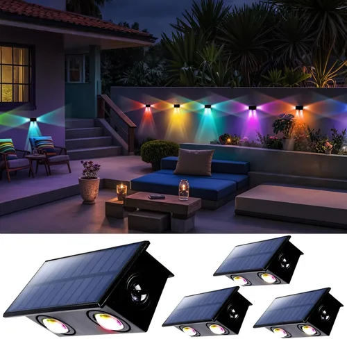 Miniatura 17 de Luces de Valla Solares Impermeables para Exteriores de 3 Lados LED para Pared y Paisajismo para Patio, Terraza, Patio, Barandilla, Garaje, Piscina