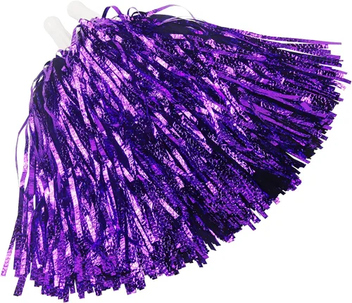 Miniatura 15 de Hooshing 12/24 unidades de pompones para porristas, pompones esponjosos metálicos brillantes para equipo de equipo deportivo, espíritu de fiesta