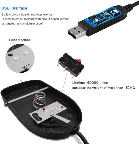 Miniatura 3 de iKKEGOL Interruptor de pedal USB para juegos, metal negro único HID acción programable digital control de mano teclado mouse con alfombrilla de goma