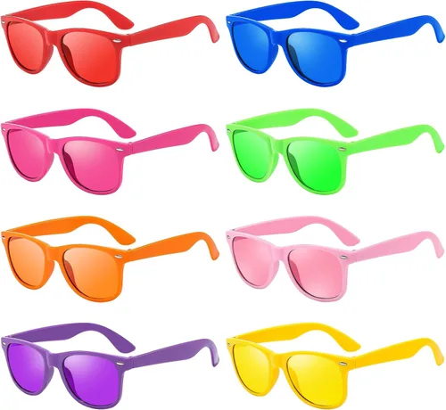 Miniatura 78 de Suministros para regalos de fiesta de colores neón Paquete de 8 gafas de sol unisex