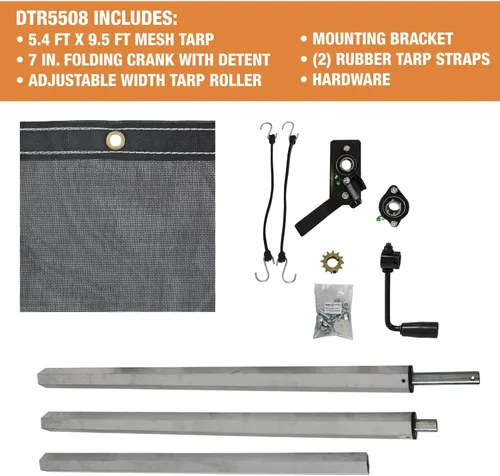 Miniatura 3 de Buyers Products DumperDogg DTR5508 Kit manual de lona para descarga con lona de malla de 5-1/3 pies x 9-1/2 pies