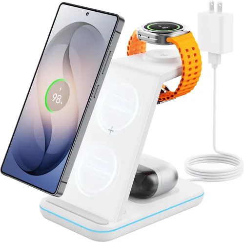 Miniatura 11 de Cargador inalámbrico para Samsung y Android: estación de carga JoyGeek 3 en 1 para S26/S25/S24/S23/S22/S21/S20/Note20/Z Fold&Flip, Galaxy Negro