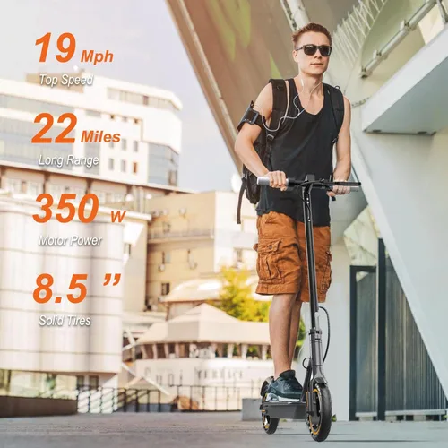 Miniatura 3 de NAVIC Scooter eléctrico para adultos, scooter plegable E con motor potente de 350 W/500 W/750 W, neumáticos sólidos de 8.5 pulgadas/10 pulgadas/14