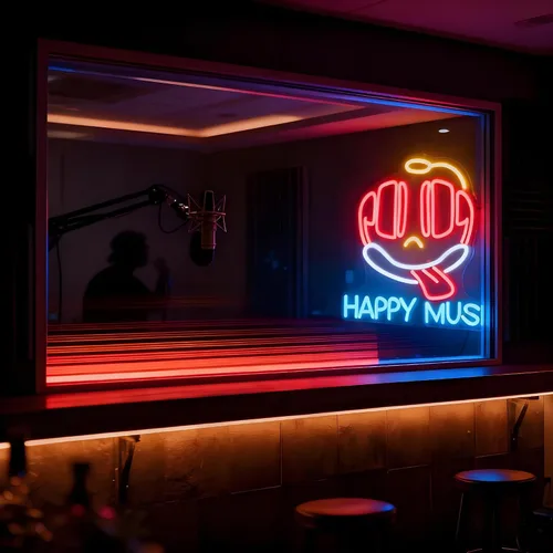 Miniatura 5 de Letrero de neón con texto en inglés «Happy Music» para decoración de pared, letras iluminadas para negocios, letreros de fiesta de cumpleaños