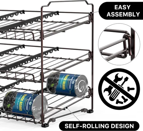Miniatura 5 de Simple Houseware Estante Organizador de Latas Apilable para Despensa/Gabinete – 11.5 pulgadas de profundidad x 17 pulgadas de ancho x 13.75 pulgadas