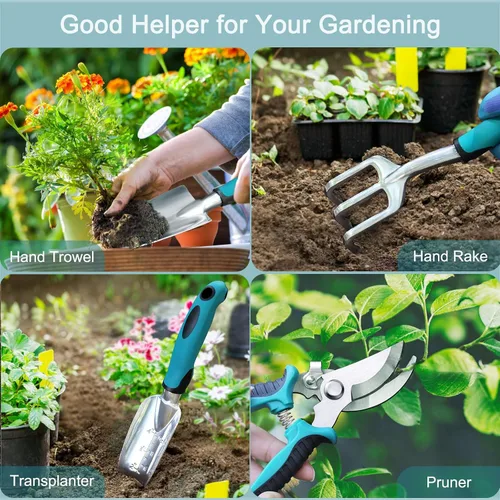 Miniatura 2 de Kynup Herramientas de jardín, 7 piezas de regalo de jardinería para mujeres y hombres, juego de herramientas de mano de jardinería, suministros