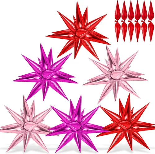 Miniatura 31 de 72 unidades de globos de estrella, grandes globos de cono de estrella metálicos de 26 pulgadas, globos de papel de aluminio de explosión colorida