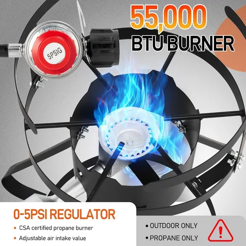 Miniatura 5 de Outvita Juego de freidora de pavo de 30 cuartos de galón, vaporizador de caldera de pescado y mariscos de aluminio con quemador de gas propano