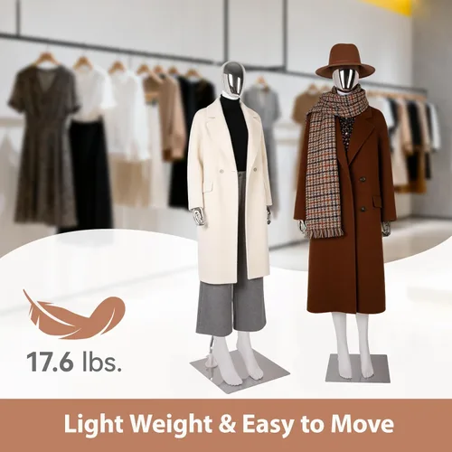 Miniatura 7 de Kinfant Maniquí femenino de cuerpo completo, elegante maniquí femenino alto con base de metal estable, pantalla de forma de vestido de manne quin