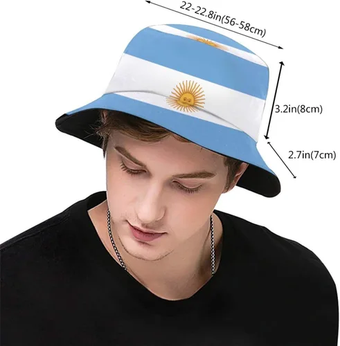 Miniatura 3 de Divertidos sombreros de pescador de bandera argentina con bandera argentina plegable, gorra de sol de pesca, sombreros de pescador de verano