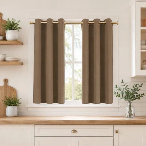 Miniatura 26 de Aquazolax Cortinas opacas de 45 pulgadas de largo, juego de 2 paneles para guardería, cortinas de tratamiento de ventanas con aislamiento térmico