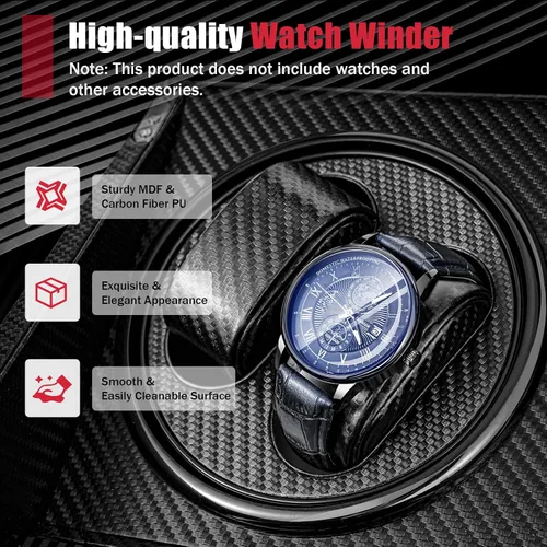 Miniatura 6 de Enrolladores de reloj para relojes automáticos, caja de bobinadora automática de reloj con 4 bobinadoras, 6 almacenamiento adicional
