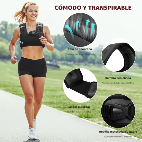 Miniatura 2 de BAGAIL Chaleco con peso de 5, 8, 10, 12, 15, 20, 25, 30 lbs, para caminar y perder peso, reflectante, con bolsa para teléfono, para mujeres y Negro