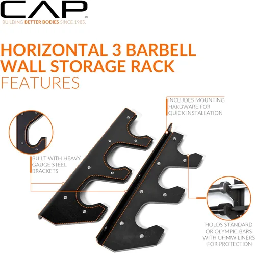 Miniatura 3 de CAP Barbell Horizontal Bar Wall Rack