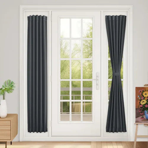 Miniatura 130 de Vatge - Cortinas autoadhesivas para puerta francesa, tratamiento de ventana con filtro de luz sin varillas ni perforaciones para puertas de cristal
