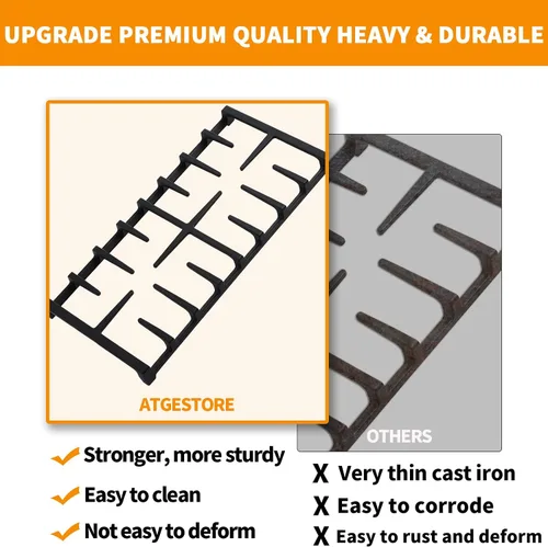 Miniatura 5 de WB31X27150 Reemplazo de rejilla central para piezas de estufa GE 19.3" x 9.1" JXGRATE1 WB31X24737 Rejilla de parrilla de gas de hierro fundido