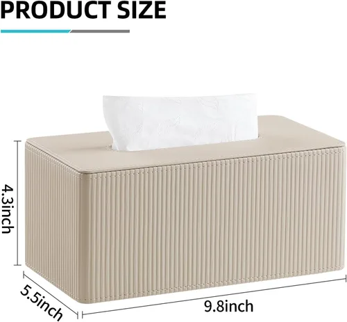 Miniatura 7 de Funda de caja de pañuelos de cuero sintético PU rectangular con cierre magnético, soporte de caja de pañuelos moderno para mesitas de noche de baño