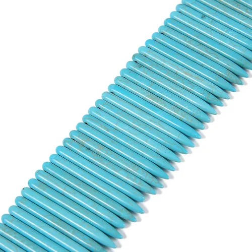 JM Design Cuentas de punta de espiga turquesa howlita azul, tamaño 0.197x0.787 in, 15.5 '' hebra para la fabricación de joyas Color azul