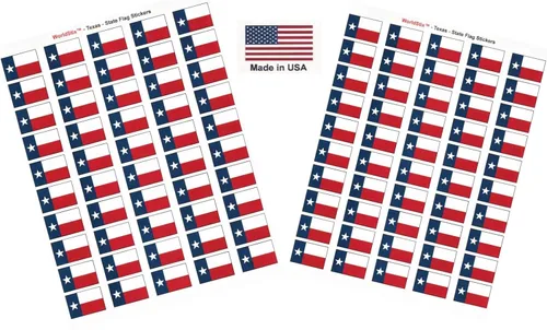 Miniatura 120 de 100 calcomanías de la bandera de Alaska; 1.5" x 1" hechas en Estados Unidos, calcomanías autoadhesivas de la bandera del estado para álbumes