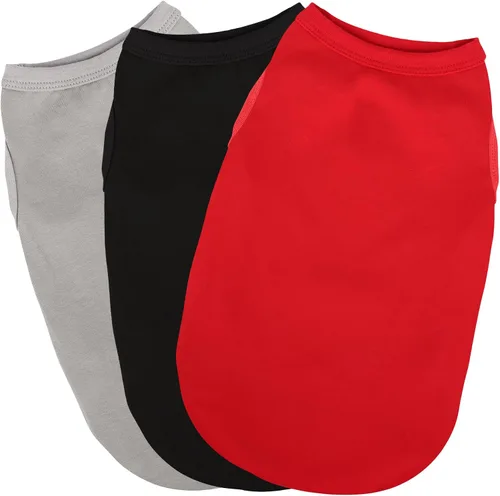 Miniatura 7 de Paiaite 6 piezas de camisa lisa para perro, camisas sin mangas de algodón para cachorros, ropa transpirable para mascotas, camiseta sin mangas