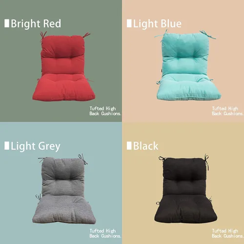 Miniatura 5 de Cojín acolchado para silla de respaldo alto para interiores y exteriores, cojines de asiento de patio, color negro