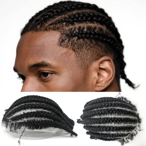 Miniatura 11 de Afro Curl Toupee para hombres negros, 10 x 8, tupé para hombres, piezas de cabello africano, unidades de repuesto para hombre, unidad de cabello