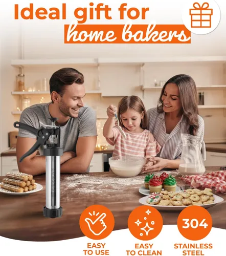 Miniatura 7 de KneadEat Premium Kit de 68 piezas para hacer churros - Pistola de prensa de galletas tipo spritz - Pistola de glaseado. 12 discos para galletas