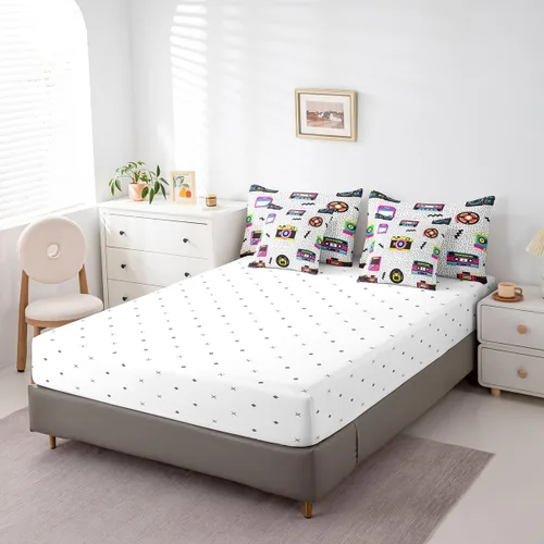 Miniatura 5 de Erosebridal Juego de ropa de cama de cassette vintage de los años 80 y 90, juego de edredón de 7 piezas para niños y adultos, retro, amarillo